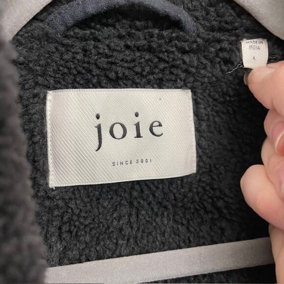 Joie Women's Lazaro Cropped Sherpa Lined Winter Coat Jacket Black Sz L - Picture 5 of 12